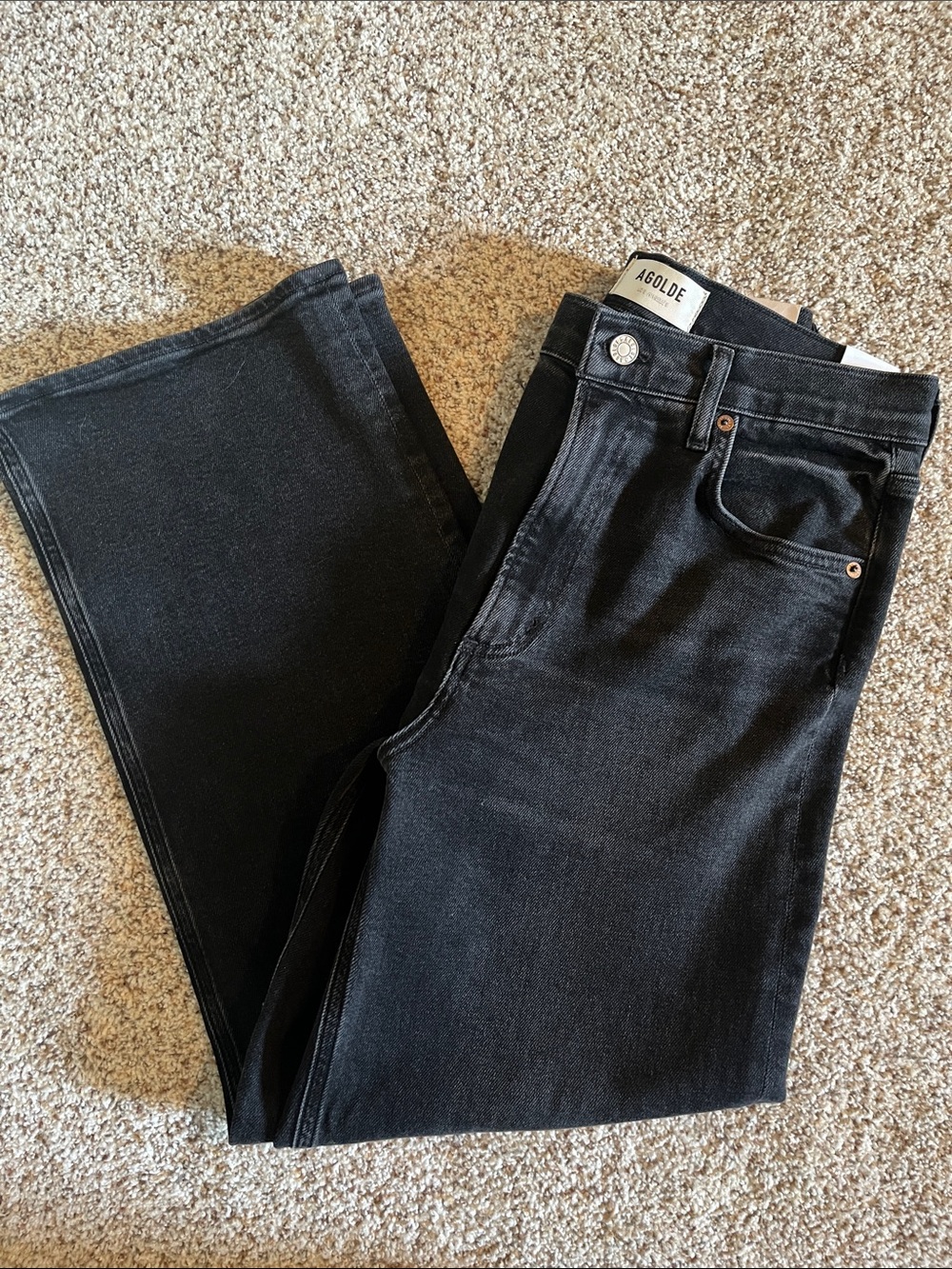 Agolde REN Black High-Rise Wide Leg Jeans